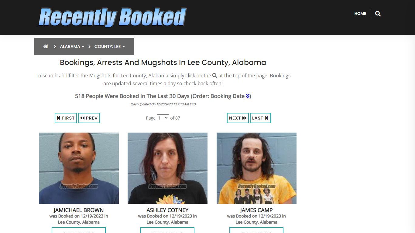 Recent bookings, Arrests, Mugshots in Lee County, Alabama - Recently Booked
