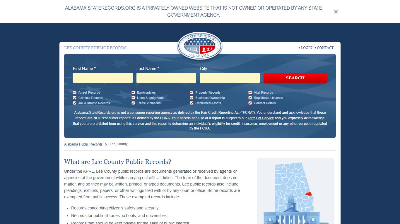 Lee County Arrest, Court, and Public Records | StateRecords.org